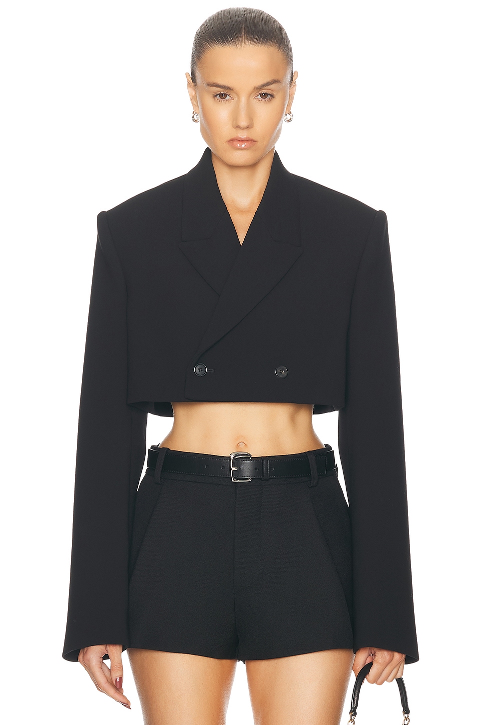 WARDROBE.NYC Cropped Blazer in Black - Black. Size L (also in ).