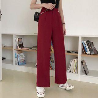 Wide-Leg Pants Wine Red - M