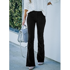 Women's Normal Dress Pants Bootcut Pants Trousers Fashion Full Length Medium Waist Plain Vintage Style Classic Basic Outdoor Micro-elastic Casual Weekend clare