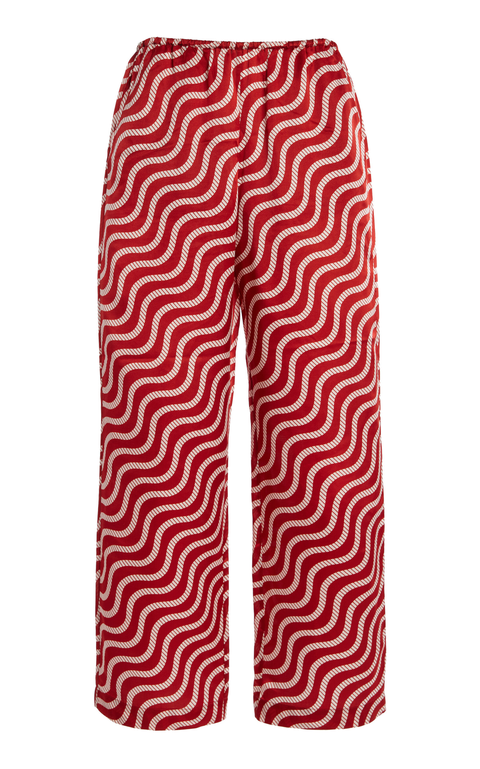 YAITTE - Exclusive Fiji Silk-Blend Wide-Leg Pants - Red - S - Moda Operandi