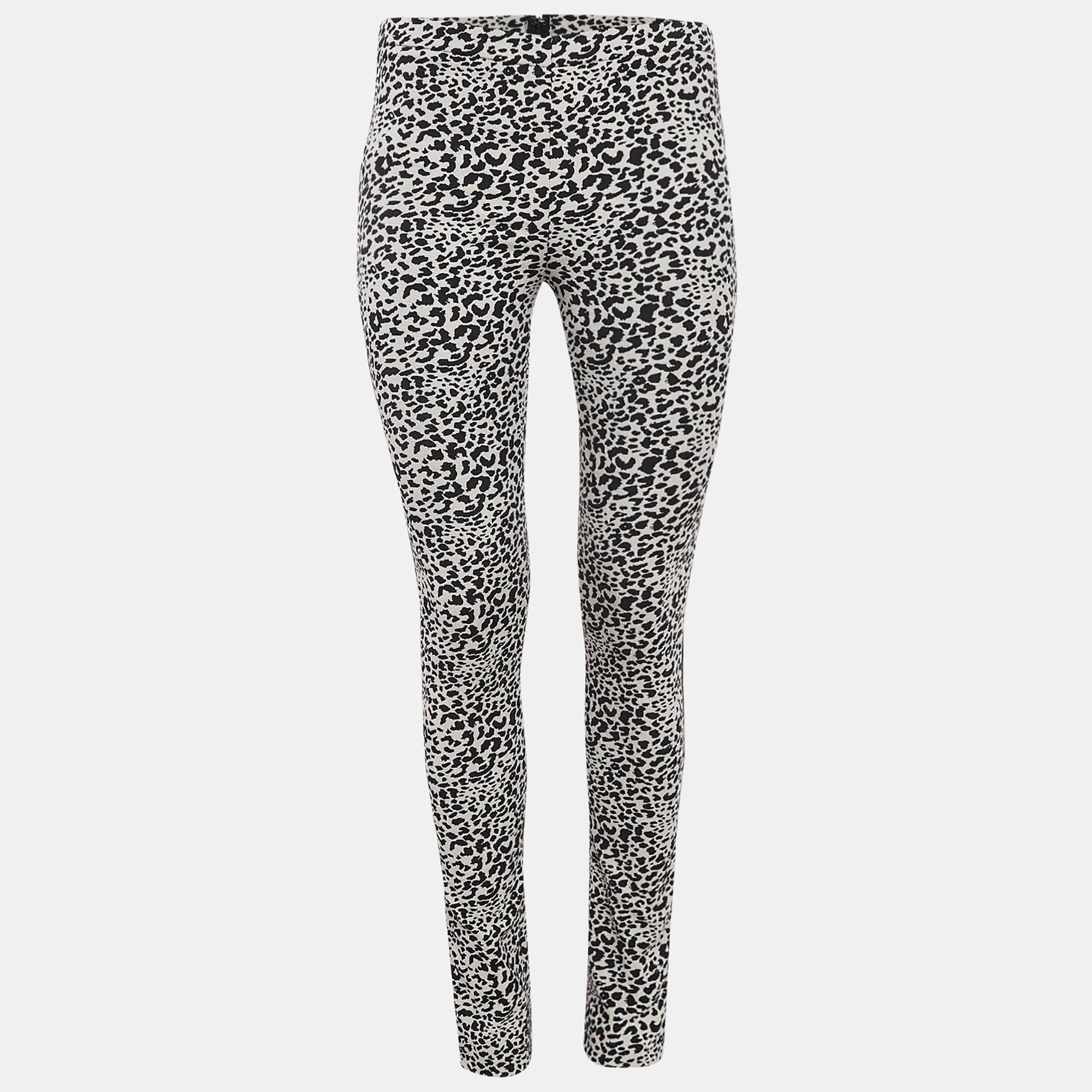 Zadig & Voltaire Black/White Animal Print Stretch Cotton Skinny Pants M