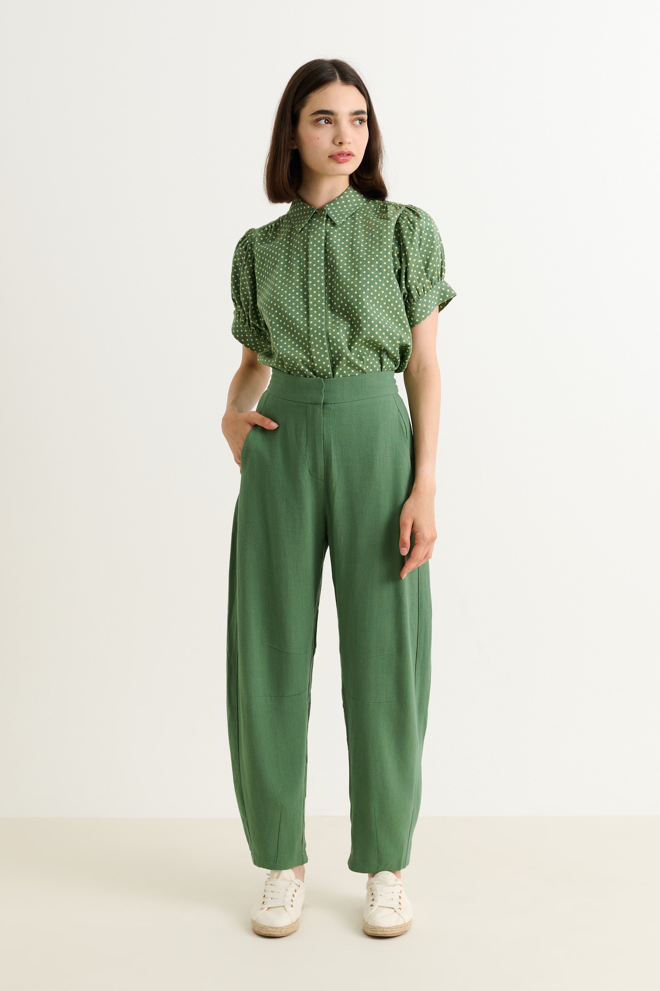 Relaxed Floral Trousers in Linen Cotton