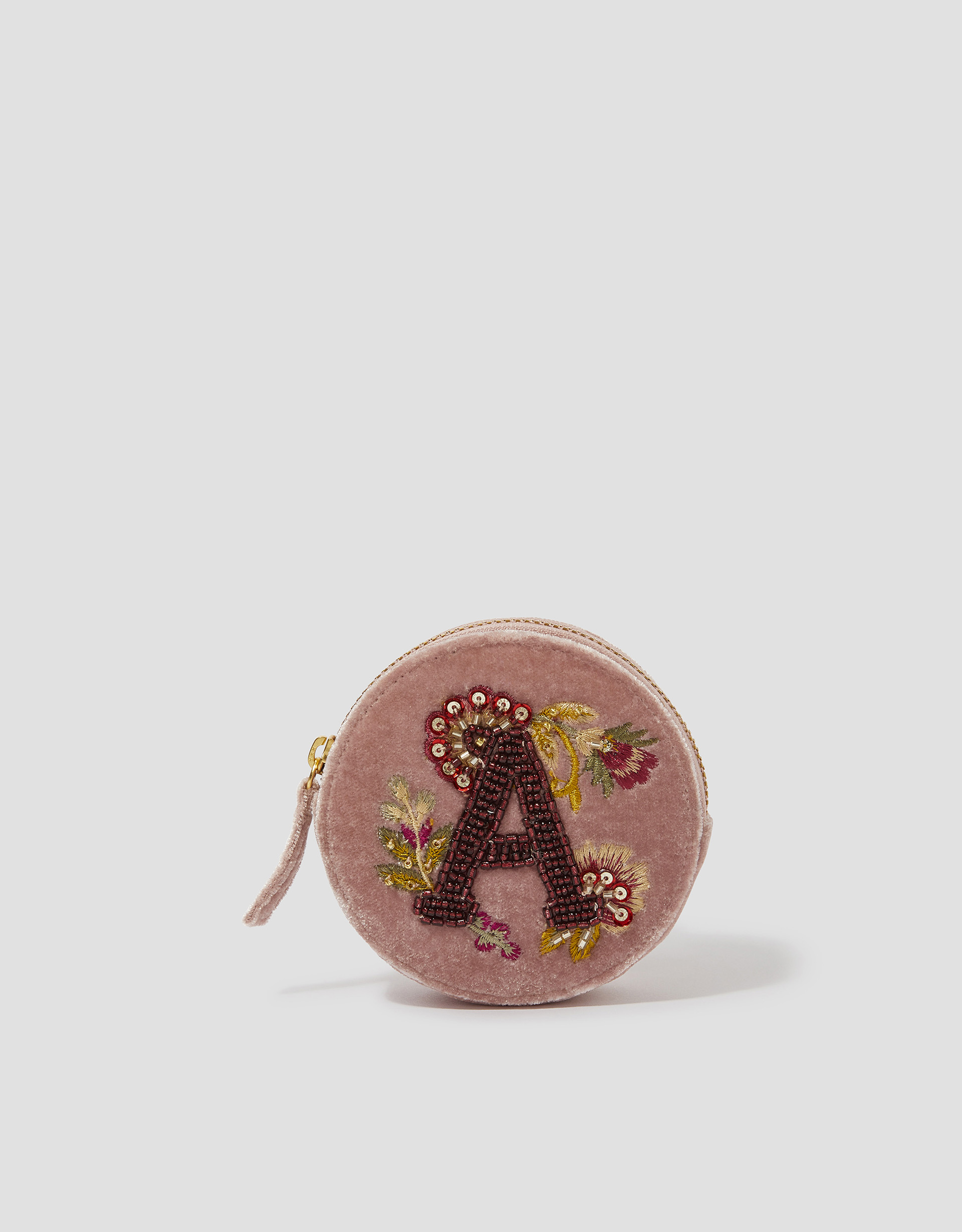 Initial Embellished Coin Purse Pink