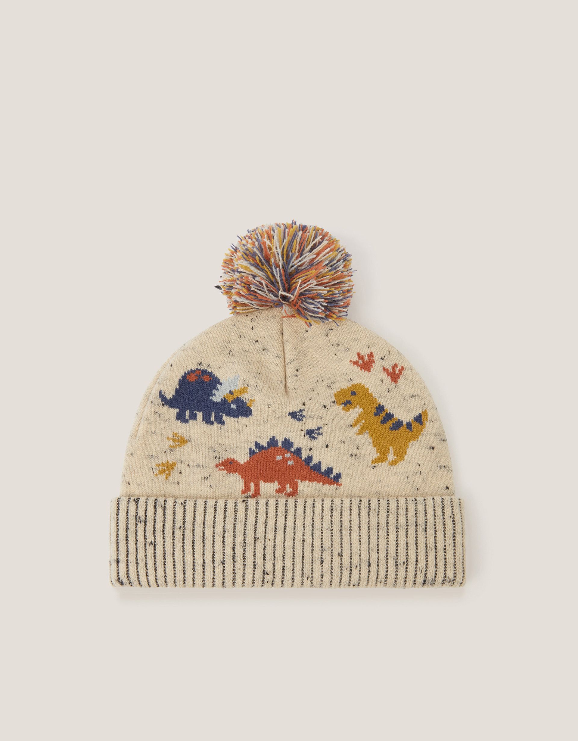 Dinosaur Print Beanie Hat Camel