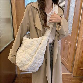 Plain Quilted Crossbody Bag Milky White
