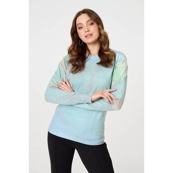 Izabel London Marble Print Metallic Relaxed Jumper women's Sweater in Green