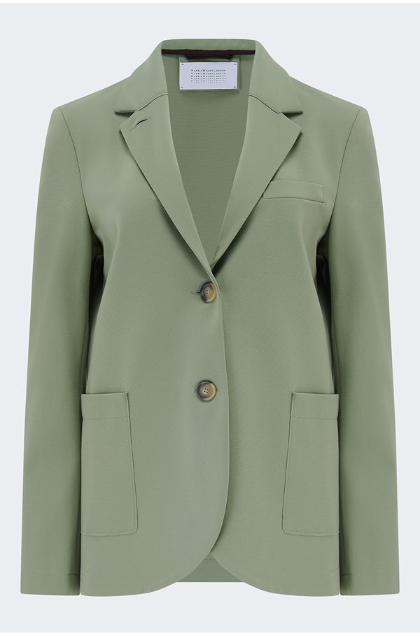 Harris Wharf London - Stand Up Collar Blazer in Sage Green