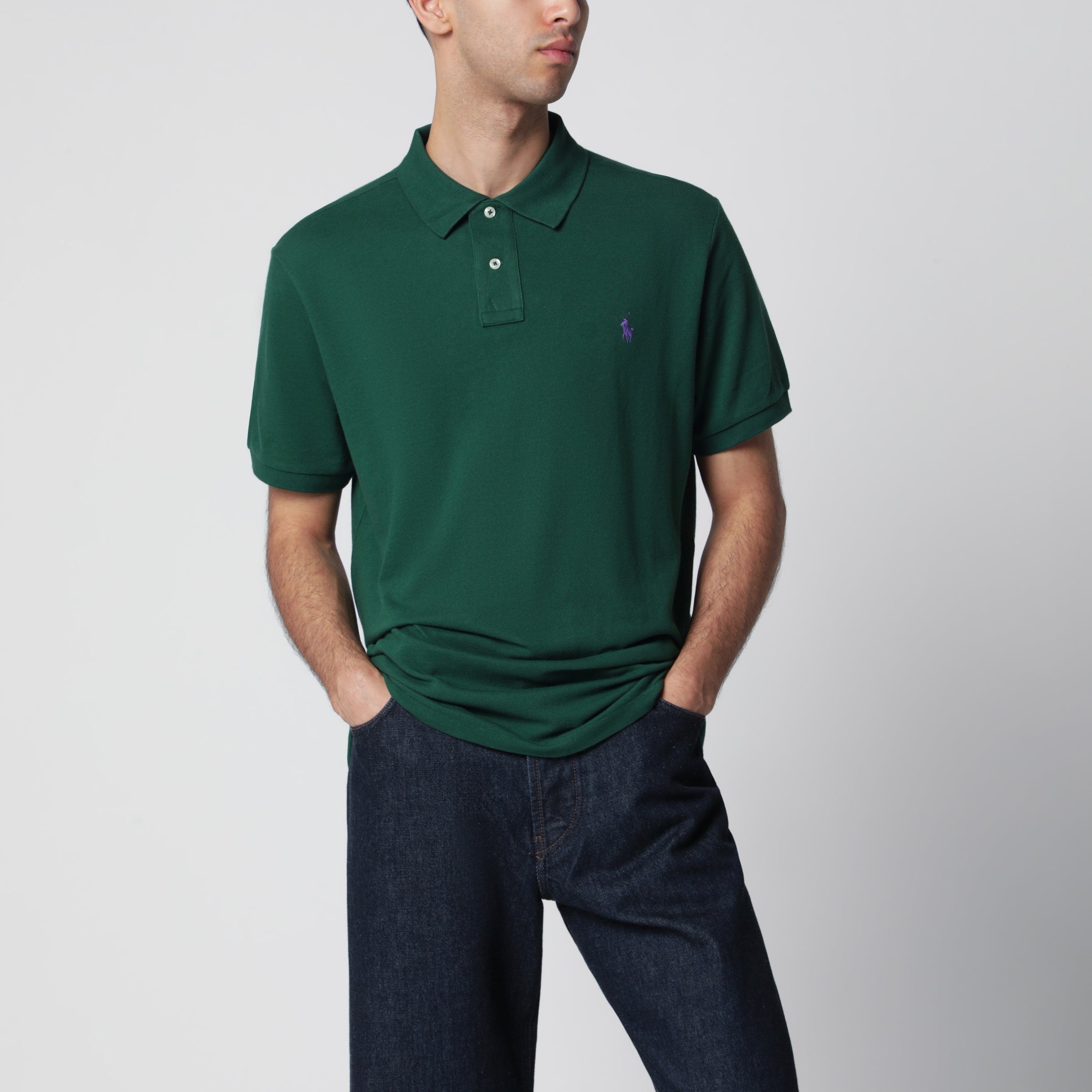 Forest green cotton Custom Slim-Fit polo shirt