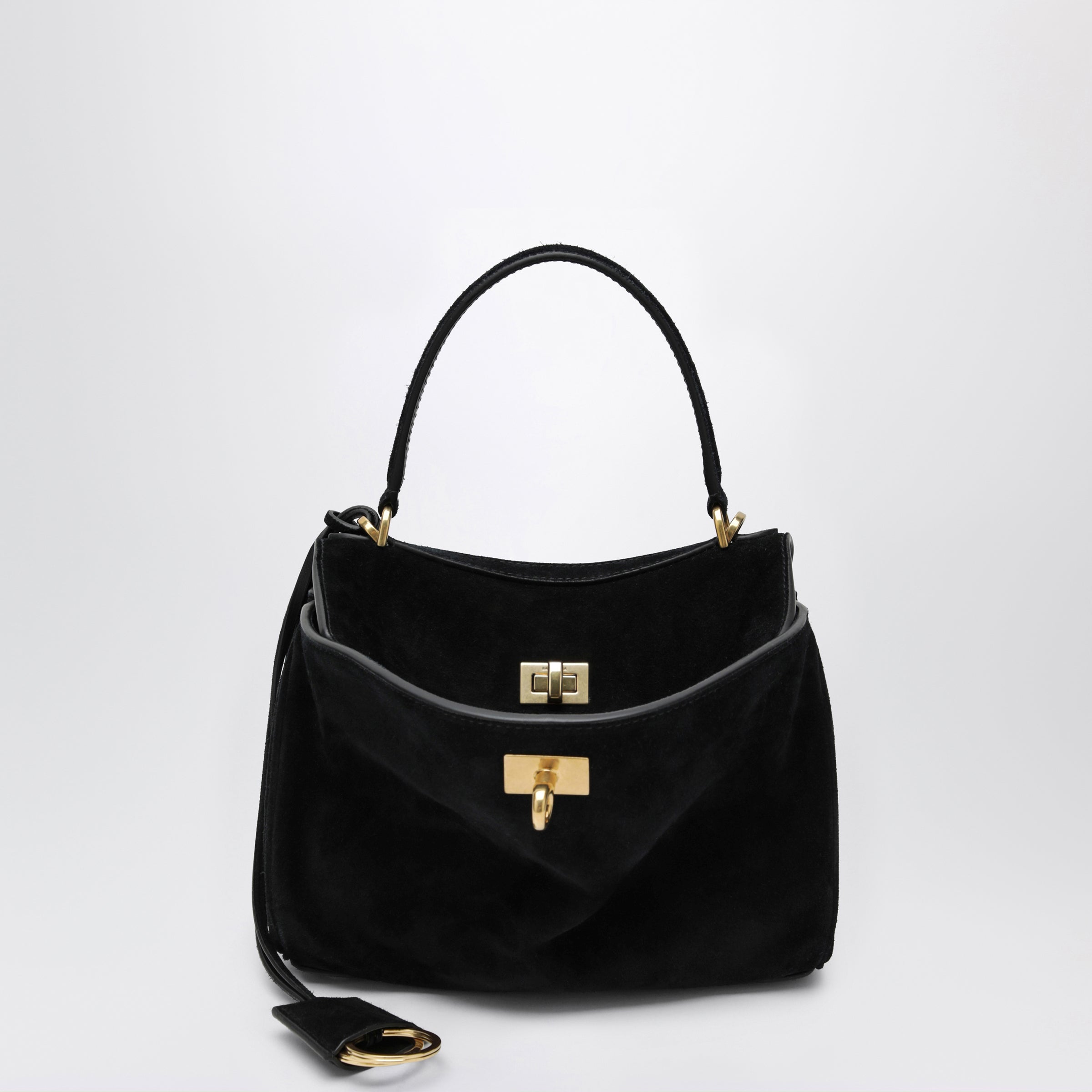 Rodeo Mini handbag in calf suede, black