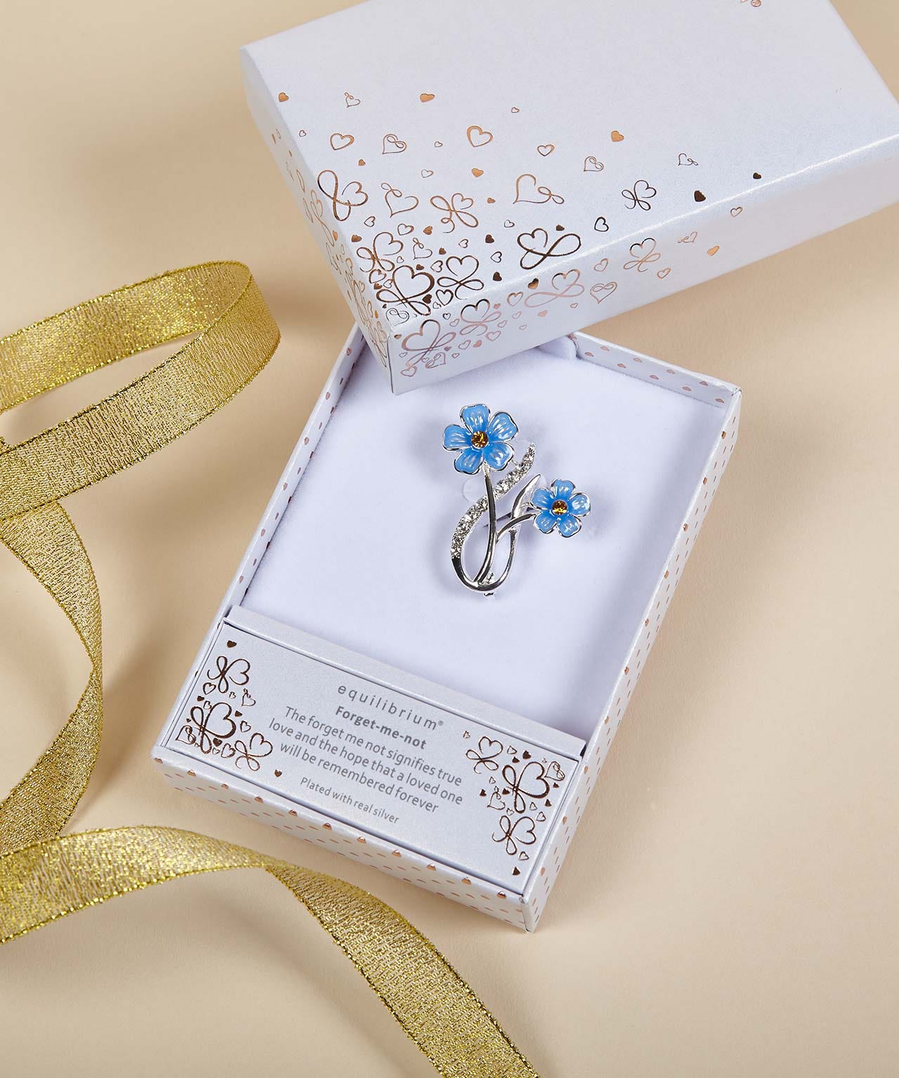 Damart Forget Me Not Elegant Silver Plated Brooch