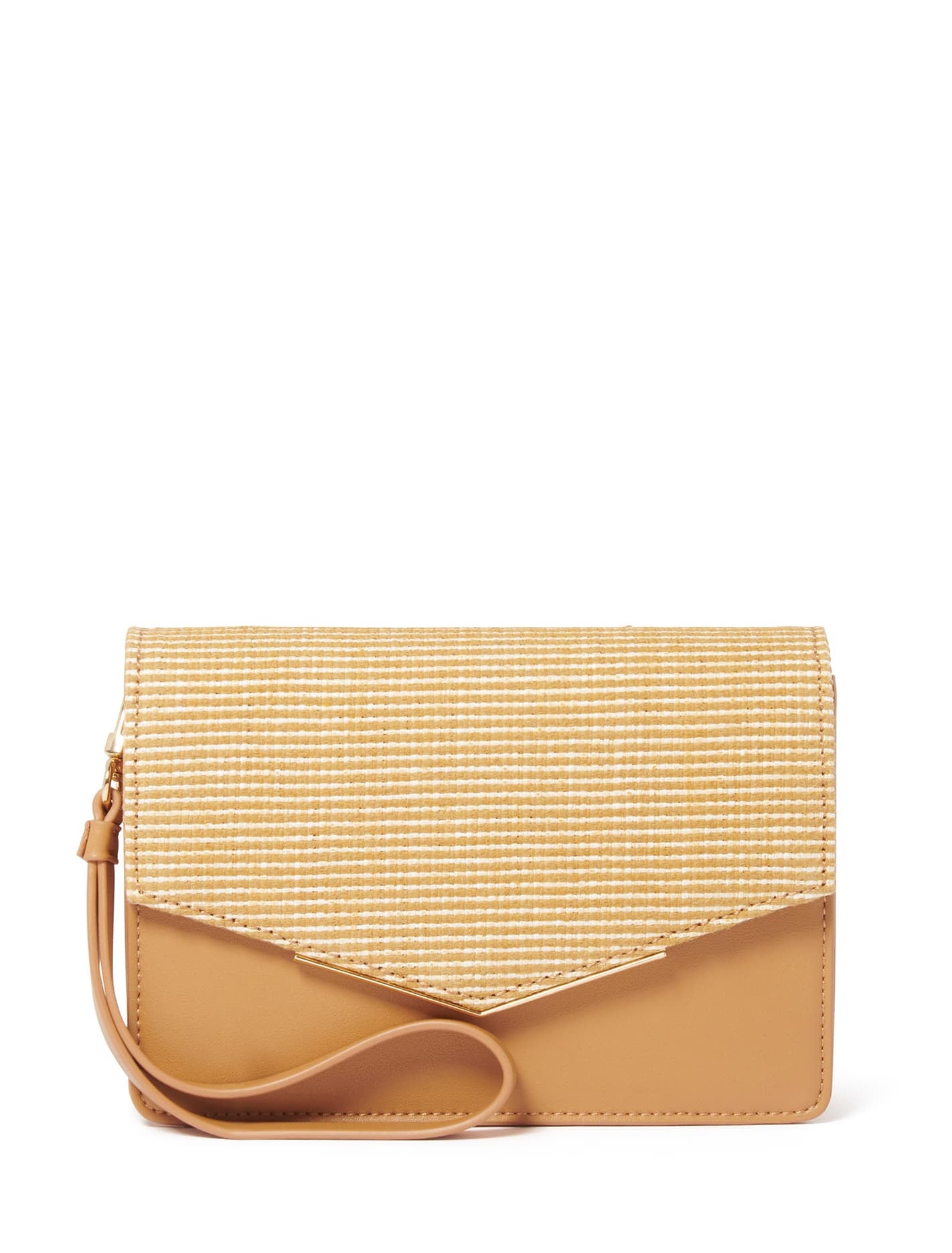 Forever New Women's Waverly Weave Phone Purse Bag in NaturalTan PolypropylenePolyurethanePolyester