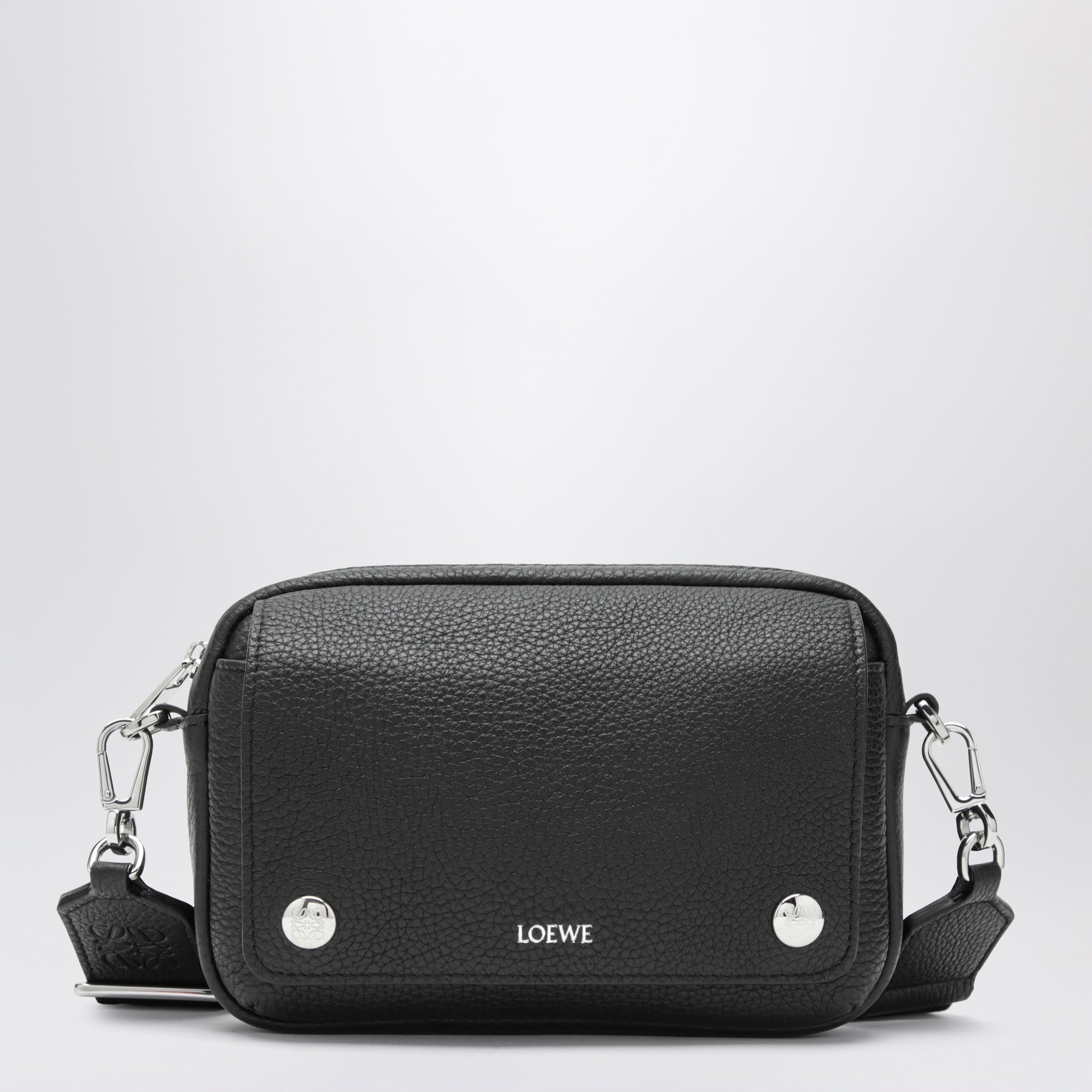 Black grained leather crossbody bag