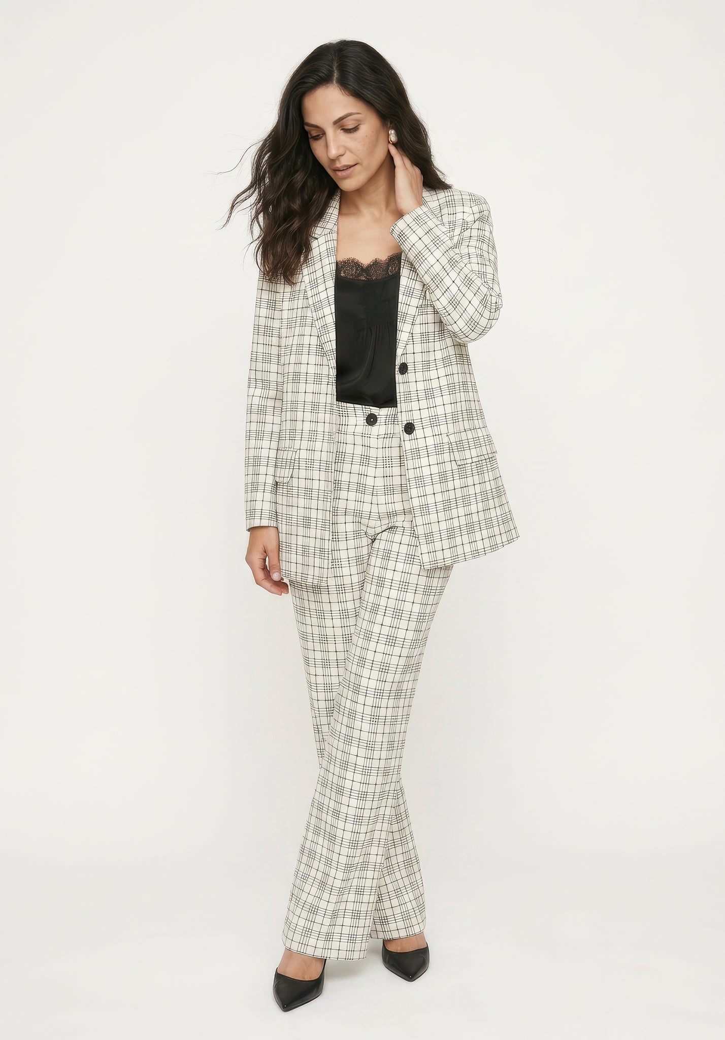 Chess Blazer Jacket in White and Black