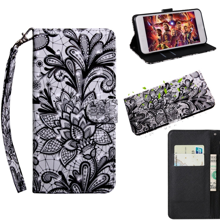 D Painting Pattern Coloured Drawing Horizontal Flip TPU + PU Leather Case with Holder & Card Slots & Wallet, For - For iPhone Max Black Lace