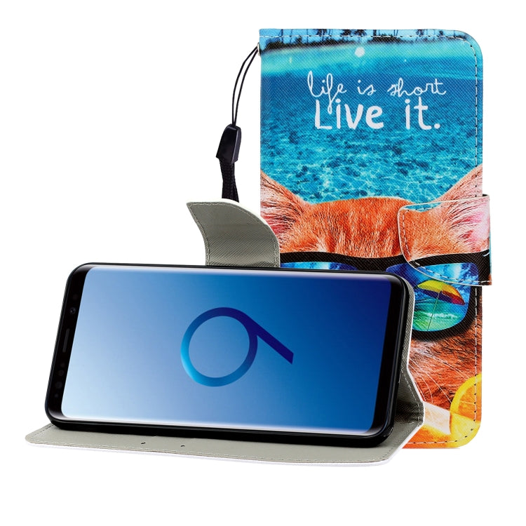 Colored Drawing Horizontal Flip Leather Case with Holder & Card Slot & Wallet, For Galaxy S Plus - For Galaxy S Underwater Cat