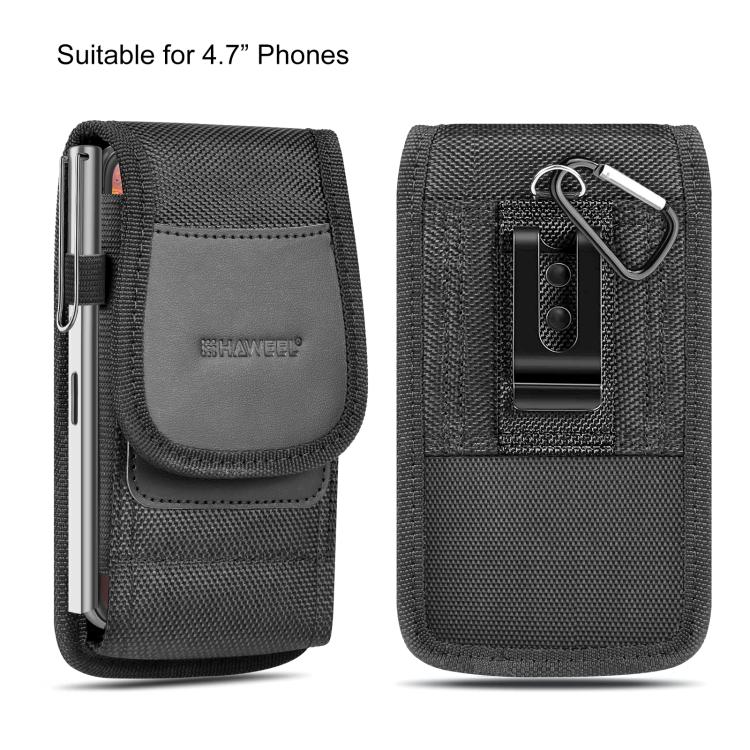 HAWEEL . Nylon Cloth Phone Belt Clip Carrying Pouch with Card Slot, Vertical . - Vertical .