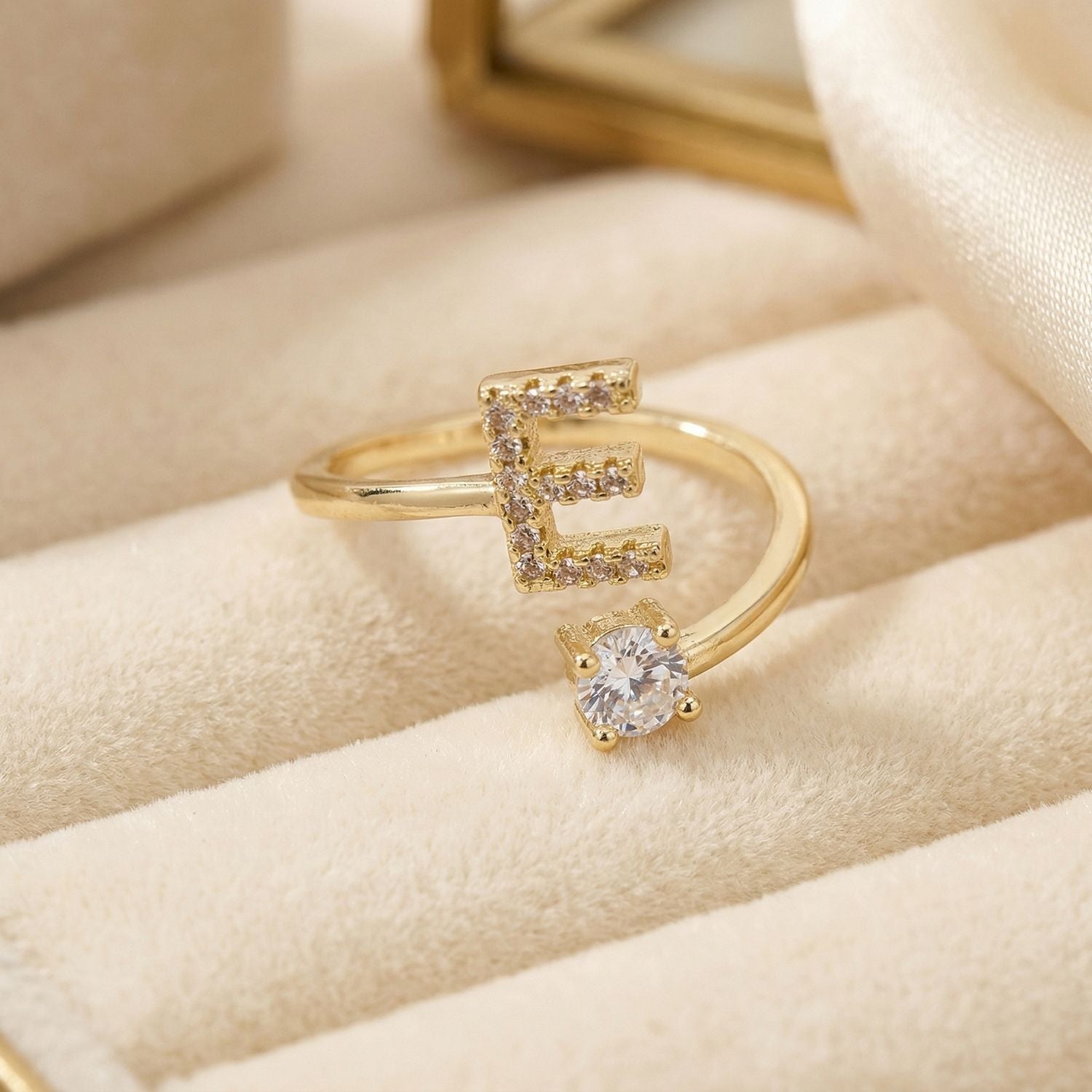 ct Gold Plated Adjustable Personalised Initial Ring - X