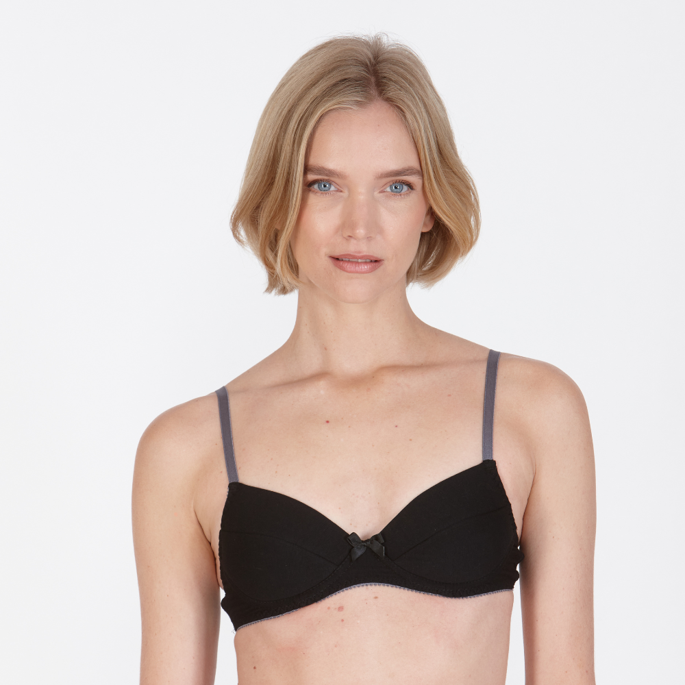 Little Women KIKI Cotton Non-Wired Shirt Bra - Black AA