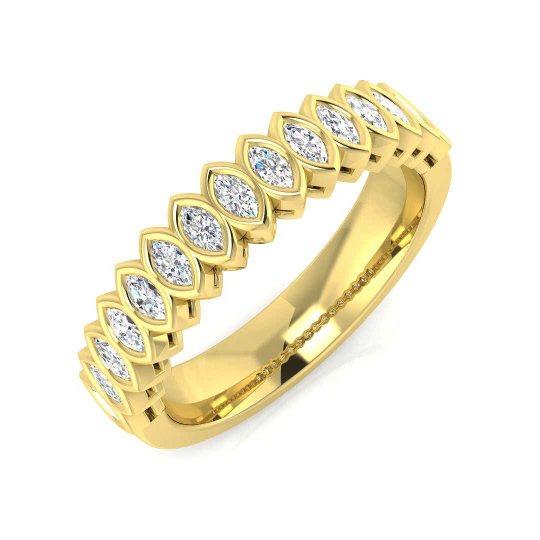 Elegant .Ct Rose Gold Marquise Diamond Bezel Set Band Ring - k Yellow Gold . Carat Natural-FVS