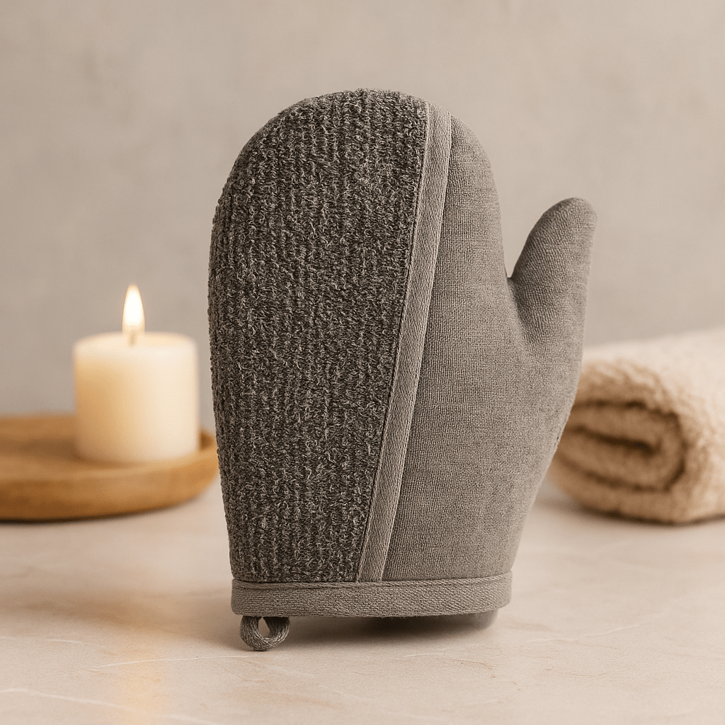 Exfoliating Bath Glove Bamboo Linen Charcoal