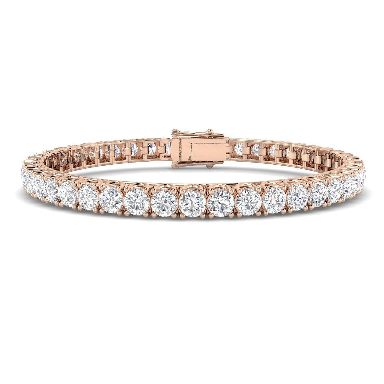 Round Cut Prong Set Lab Grown Diamond Tennis Bracelet in Platinum with Box Closure - k Rose Gold . Carat Lab Grown Diamond