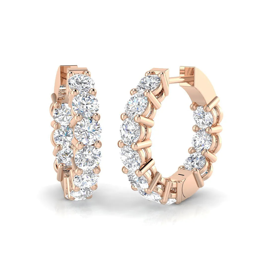 . Carat NaturalLab-Grown Round Cut Diamond Hoop Earring in Gold - Hallmarked - Lab Grown Diamond k Rose Gold .