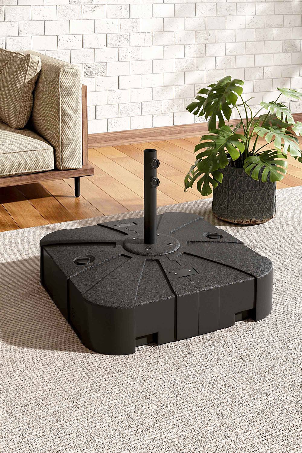 Living And Home Hdpe Square Plastic Outdoor Umbrella Stand Parasol Base In Black