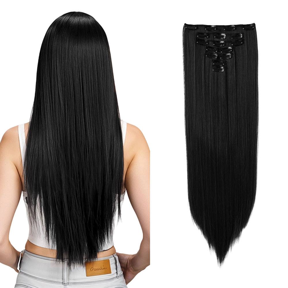 H&o Direct Pcs Fashion Black Clip-In Straight Hair Extensions