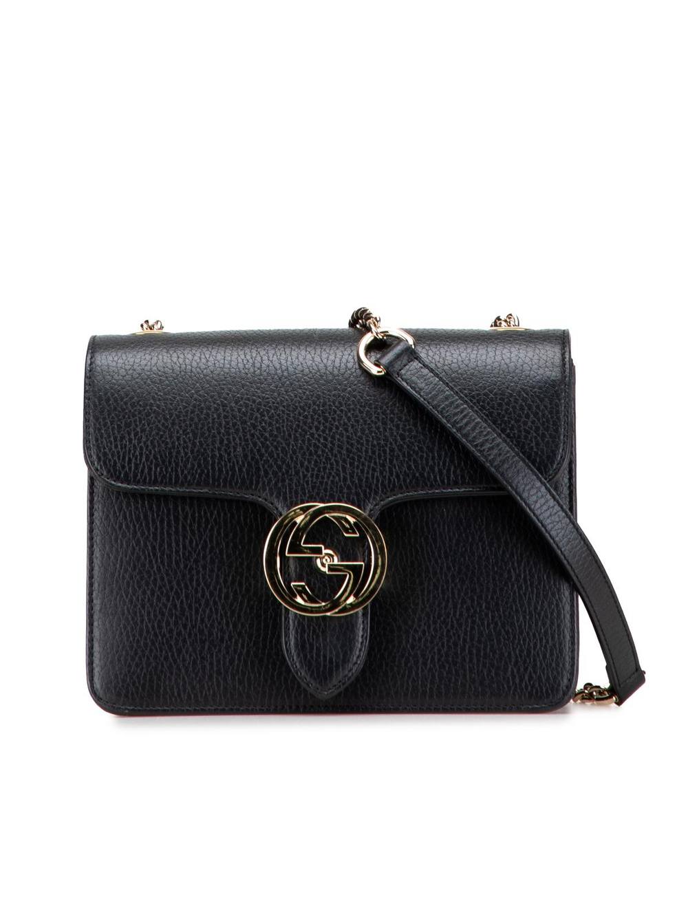 Gucci Women's Preloved Small Dollar Calfskin Interlocking G Crossbody Bag in Black