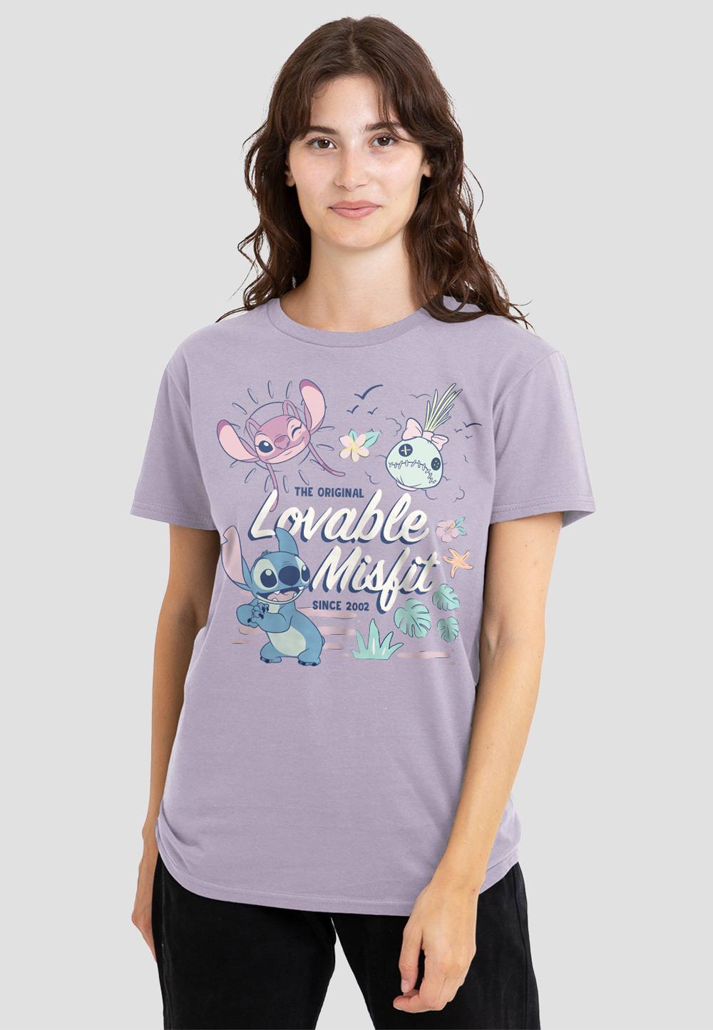 Disney Lilo And Stitch Lovable Misfit Classic T Shirt, Soft Lavendar In Lavender