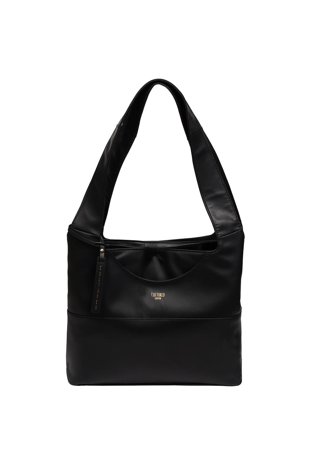 Cultured London 'ariel' Leather Shoulder Bag In Black