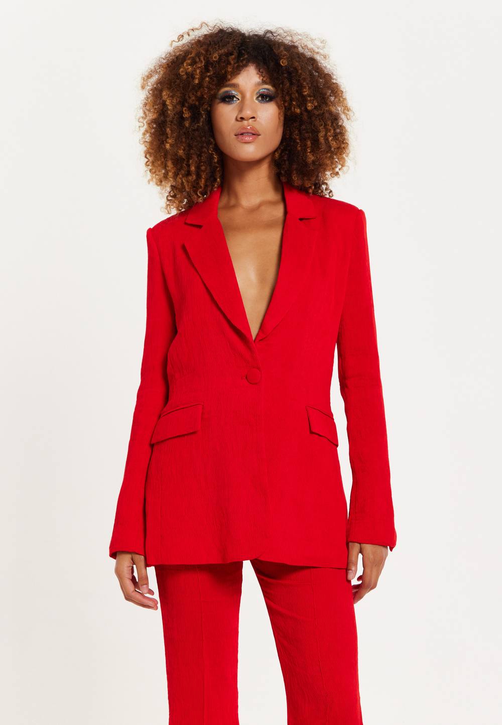 House Of Holland Red Block Colour Pleat Blazer