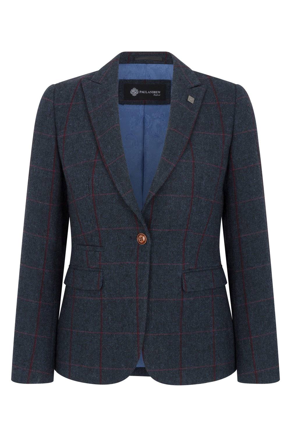Paul Andrew Women's Madrid Tweed Tailored Fit Blazer in Navy