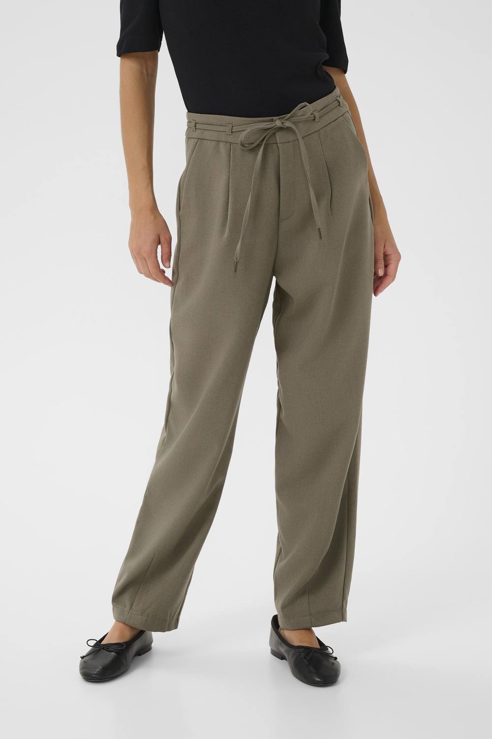 Kaffe Kamerle Belt Trousers In Light Brown