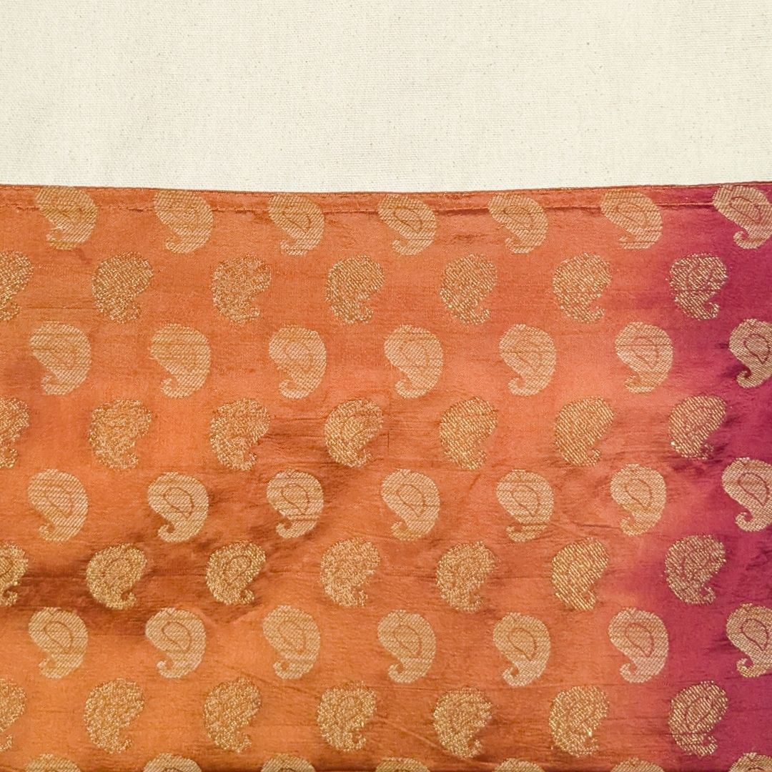 Half sari, half cotton tote bag, ethically handmade in India - Pink-orange blend