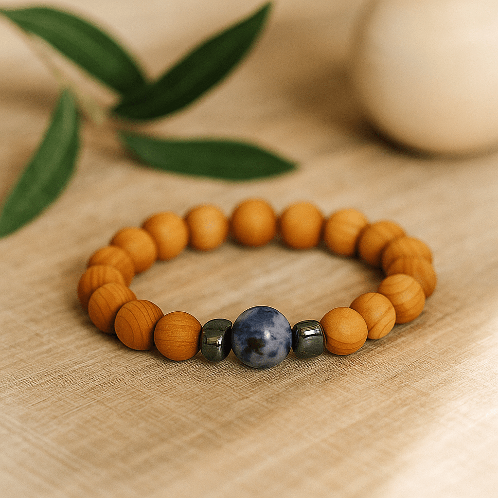 Sodalite Bracelet Cedarwood Throat Chakra