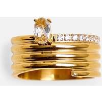 Layered Gold Ring With Diamante Detail