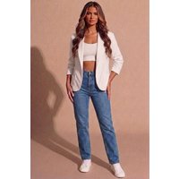 Tailored Open Front Blazer, White