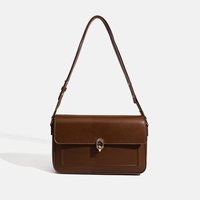 'Adele' Shoulder Handbag With Clasp and Adjustable Strap, Brown