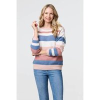 Izabel London Striped Long Sleeve Relaxed Jumper women's Blouse in White