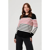 Izabel London Diamante Trim Striped Jumper women's Sweater in Black