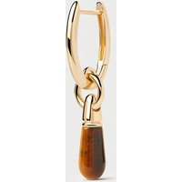 PDPAOLA Gold Plated Brown Tiger's Eye Jupiter Single Hoop Earring